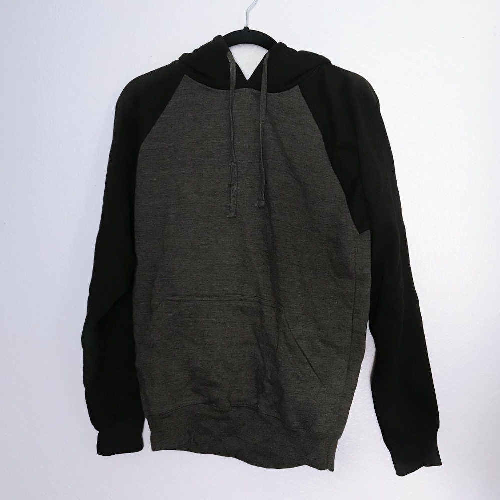 basic gray/black unisex men's hoodie